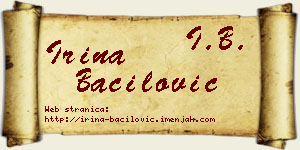 Irina Bačilović vizit kartica